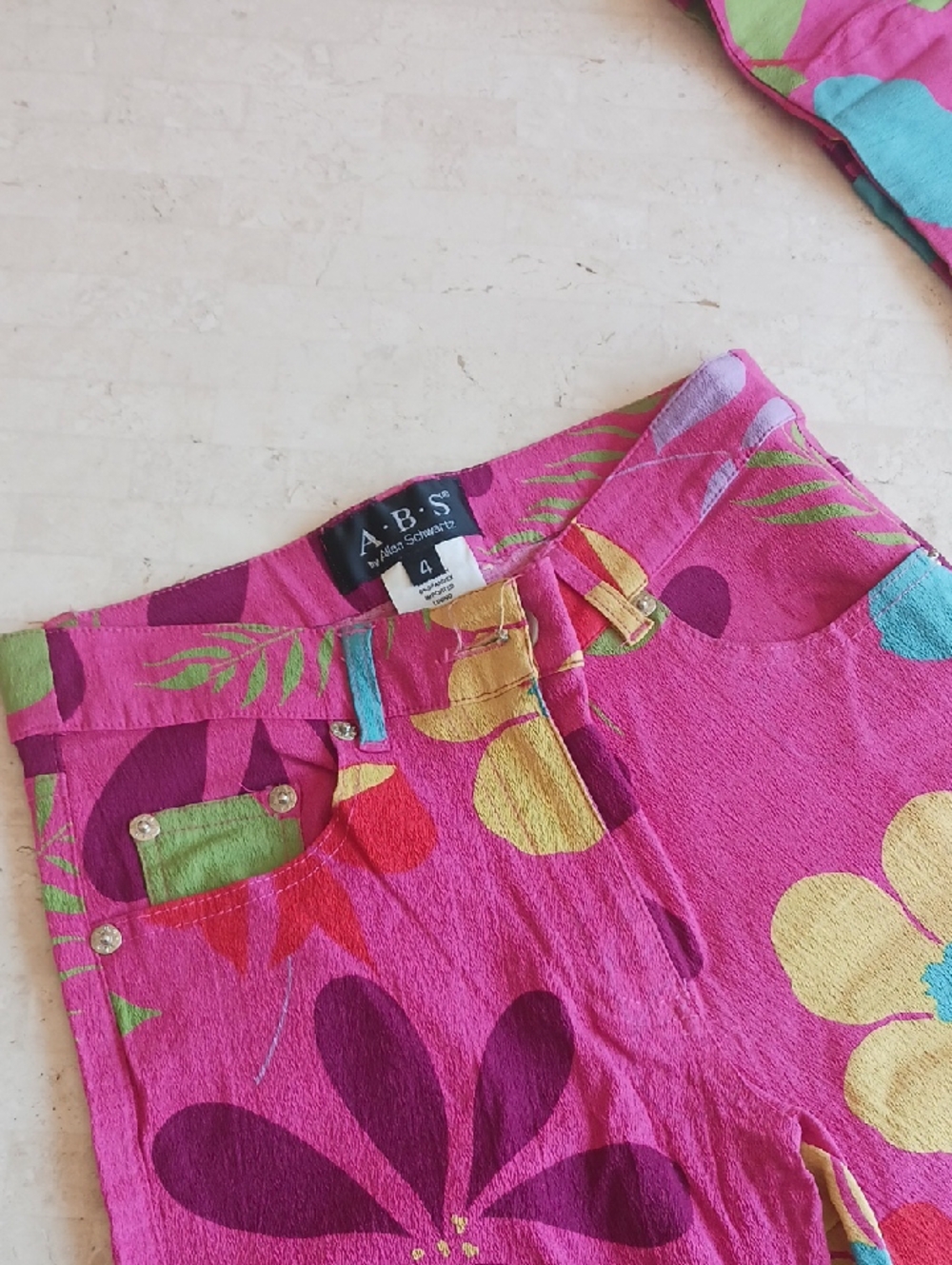 Vintage/Allen B Schwartz - pants & top set,,summer floral design, sz4 / NEW - Picture 14 of 16
